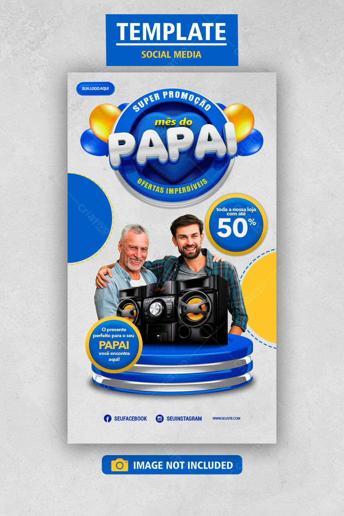 Flyer Dia dos Pais com 50% de Desconto PSD Editável