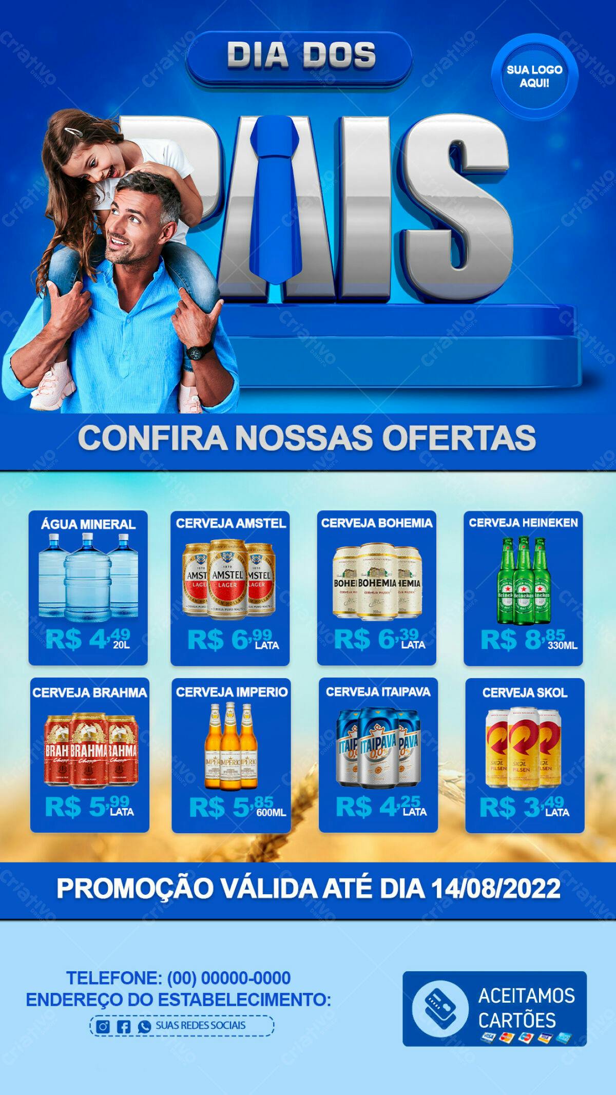Flyer Dia dos Pais com Cervejas PSD Editável