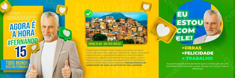 Carrossel campanha politica social media template