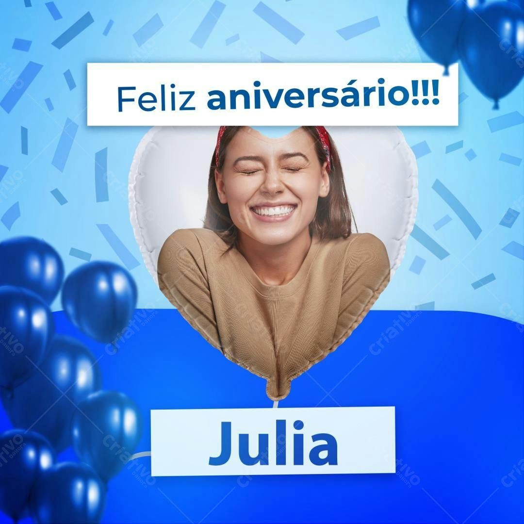 Mockup de Balão em Formato de Coração com Foto para Aniversário