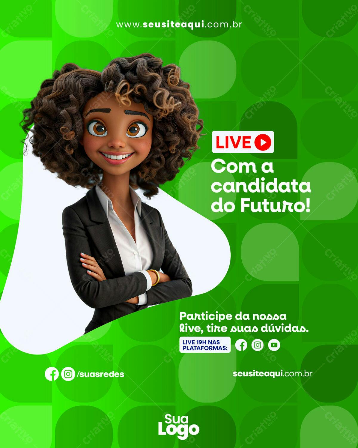 Flyer para Live com Candidata do Futuro PSD Editável