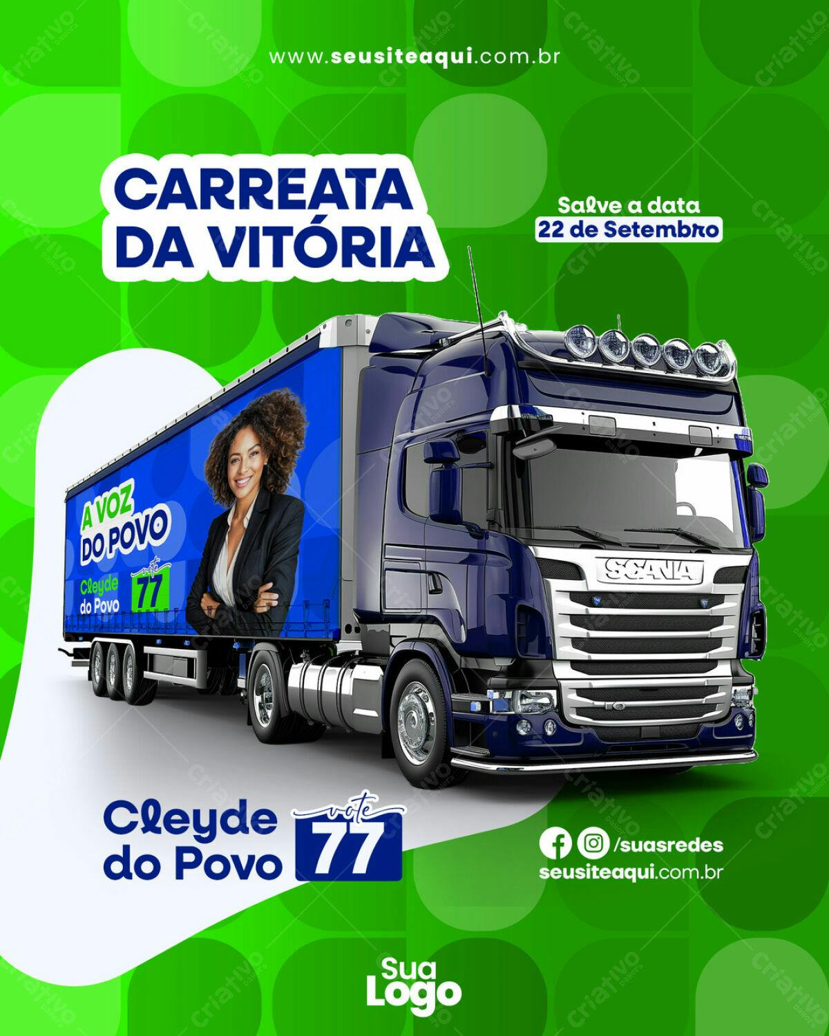 Flyer Carreata da Vitória PSD Editável