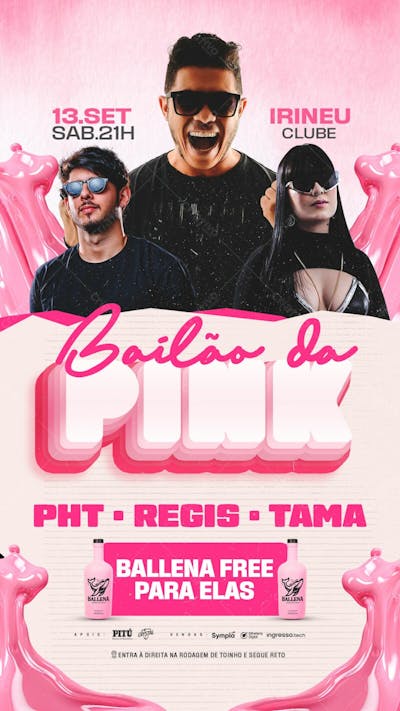 Flyer Evento Baile Da Pink Stories Psd Editável