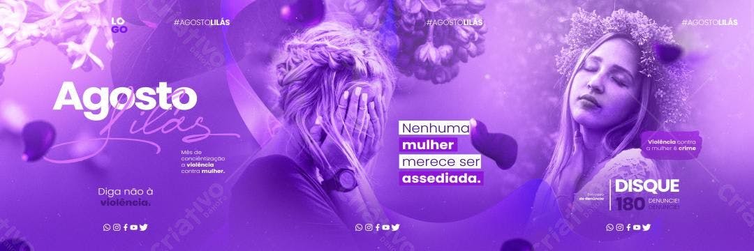Banner Agosto Lilás PSD Editável