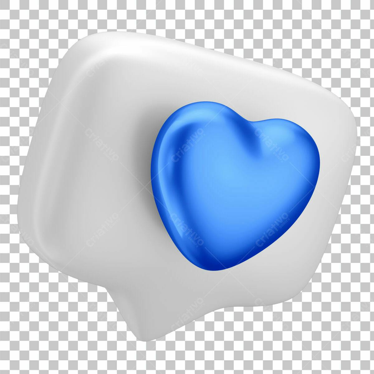 Ícone Balão de Mensagem com Coração Azul PSD Editável