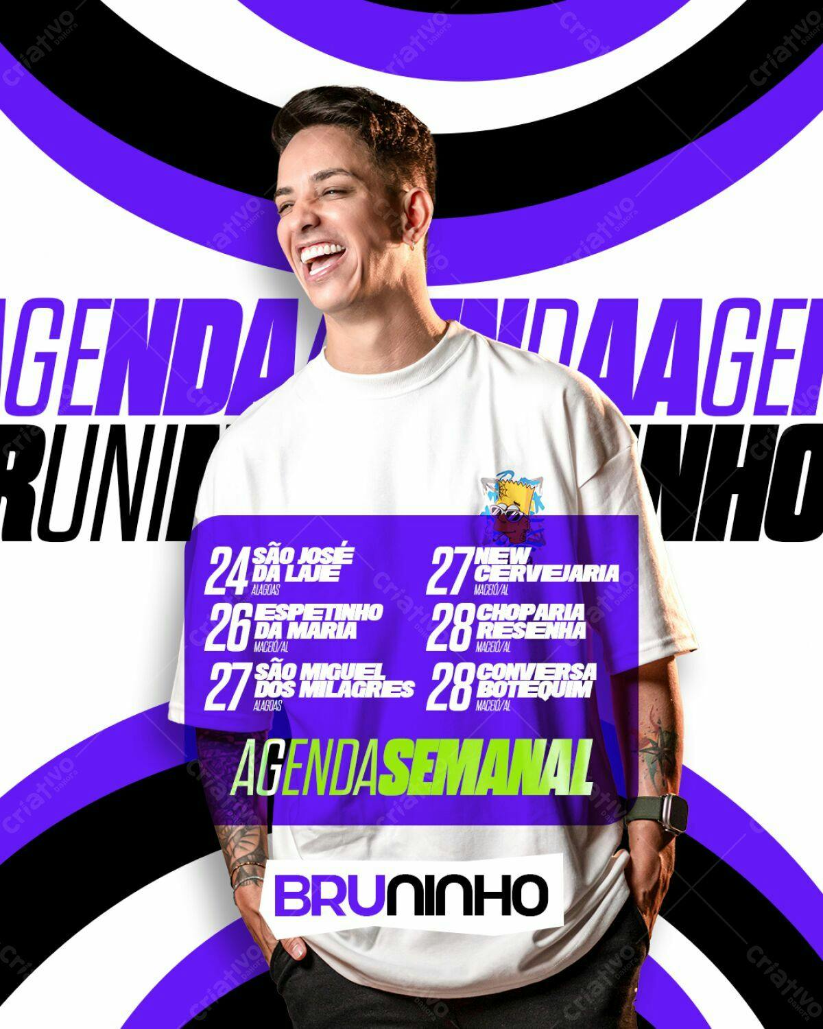 Flyer Agenda Semanal Bruninho PSD Editável