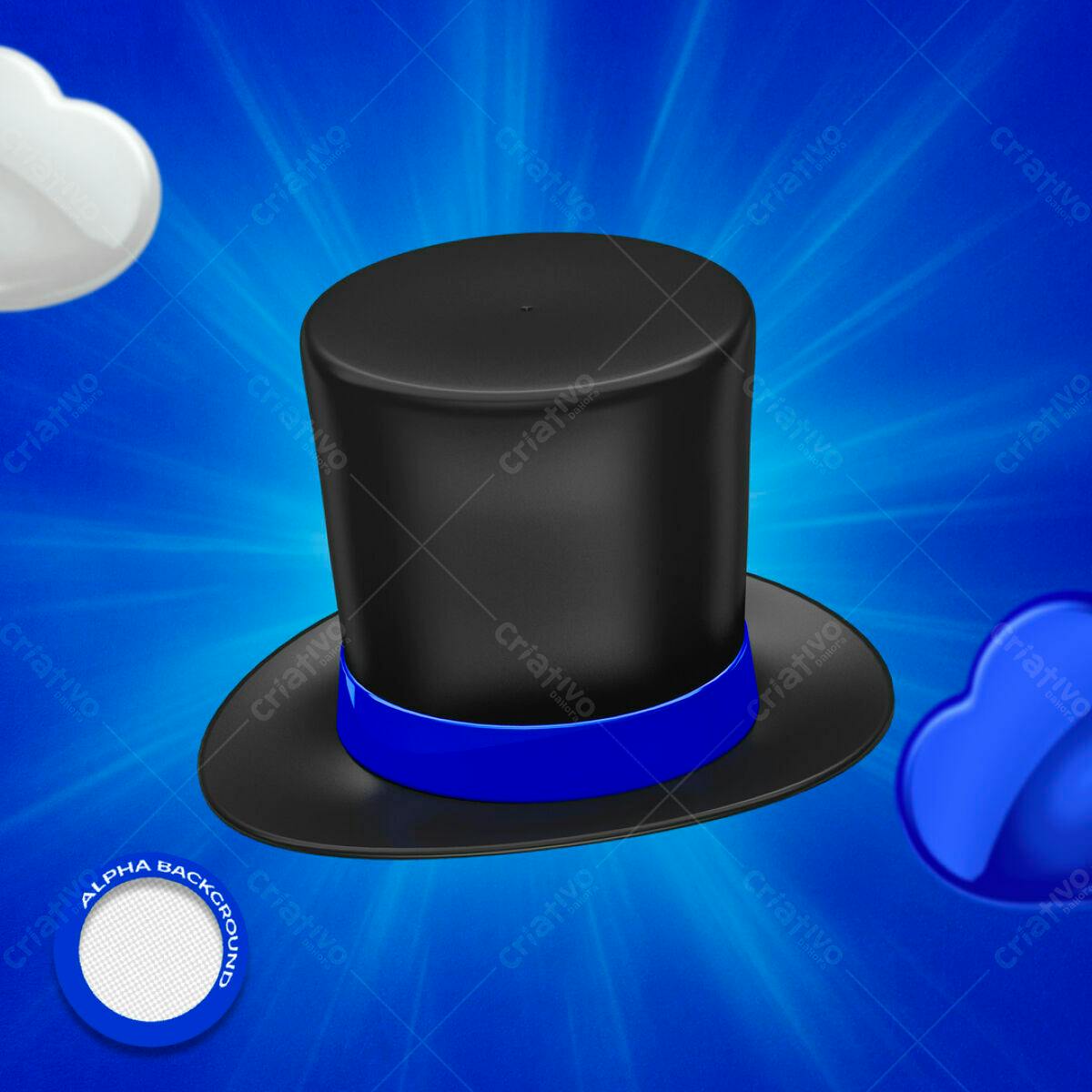 Mockup Chapéu Preto e Azul PSD Editável