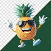 3d element happy pineapple character with sunglasses.