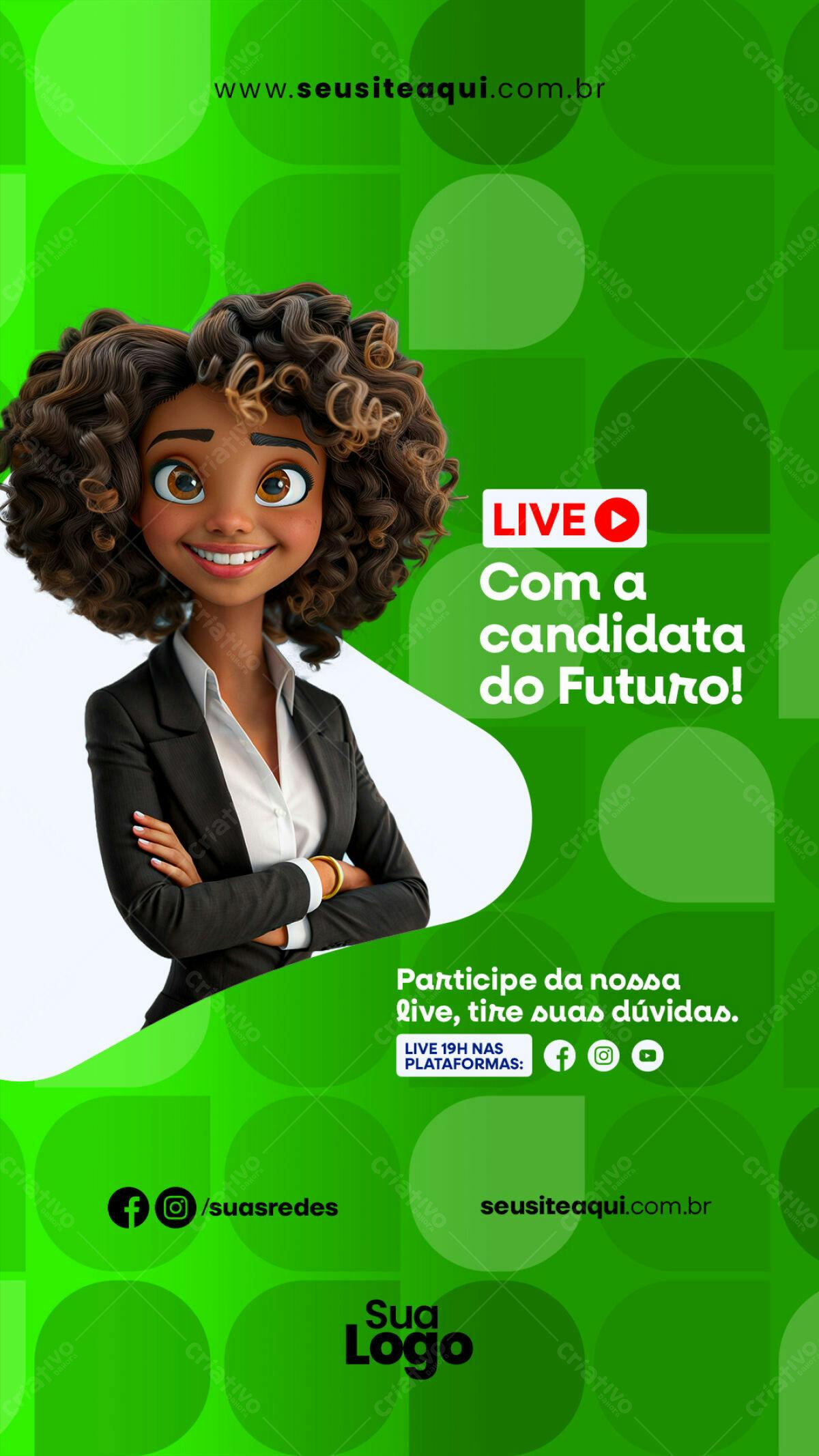 Flyer para Live com Candidata PSD Editável