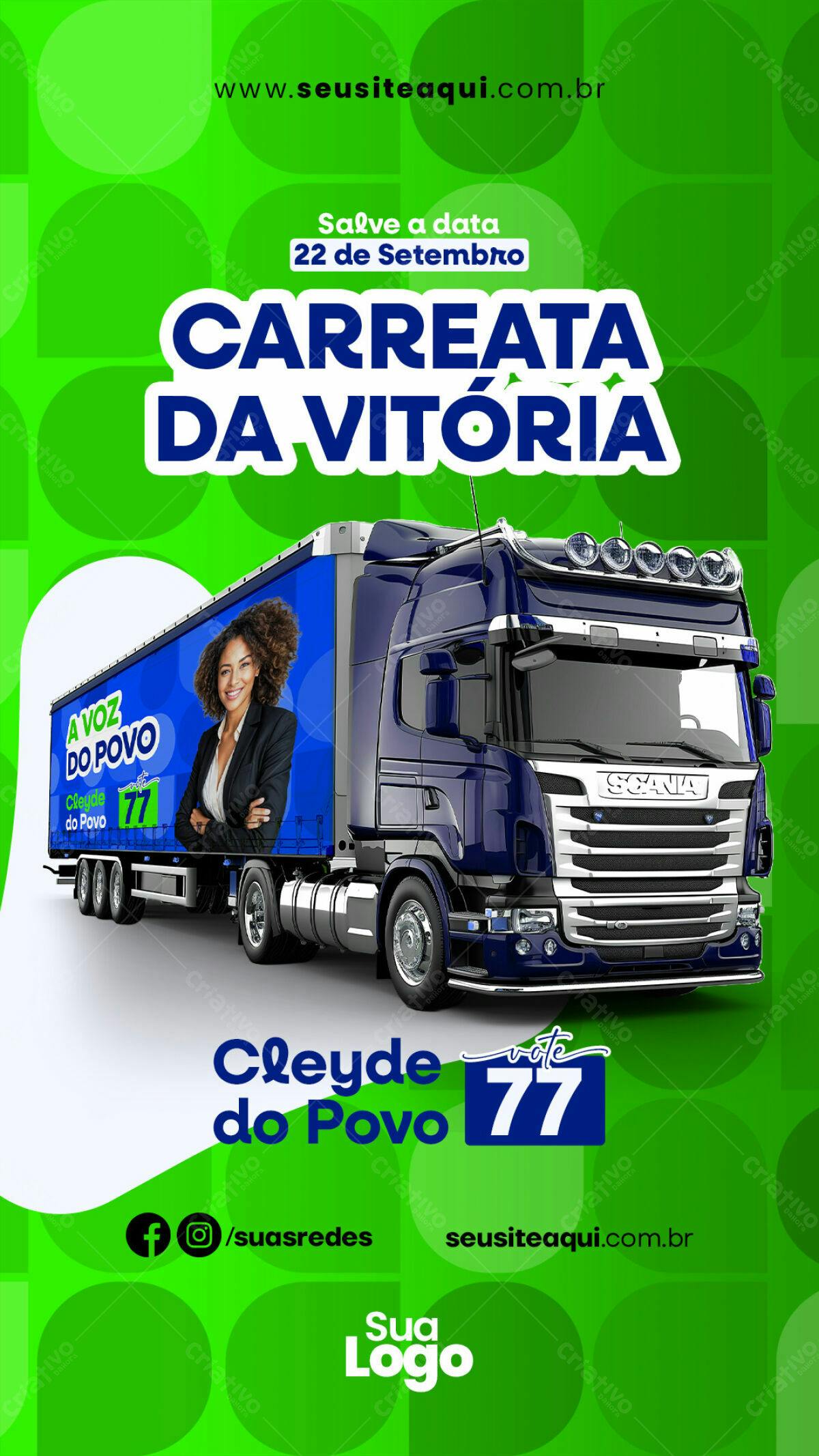 Flyer Carreata da Vitória PSD Editável