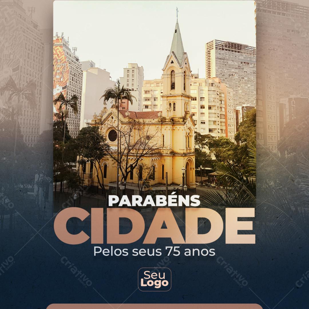 Flyer Aniversário Cidade 75 Anos PSD Editável