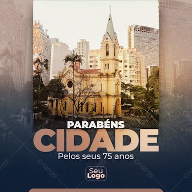 Social media parabéns aniversário de cidade psd editável