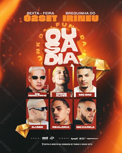 Flyer Evento Funk Da Ousadia Feed Psd Editável