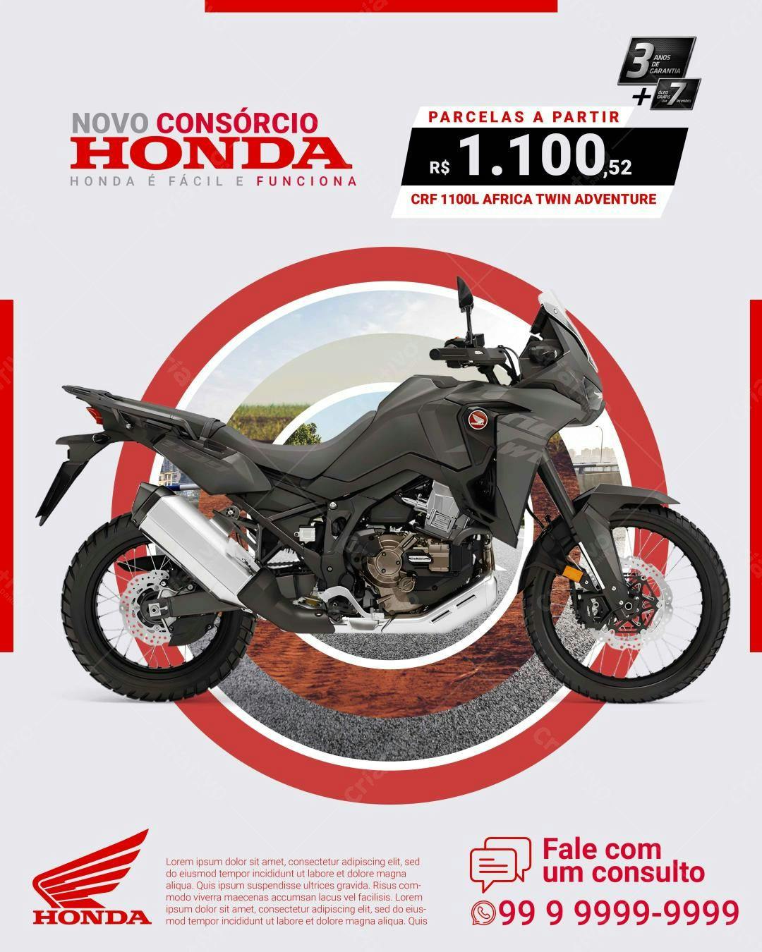 Flyer Consórcio Honda CRF 1100L PSD Editável
