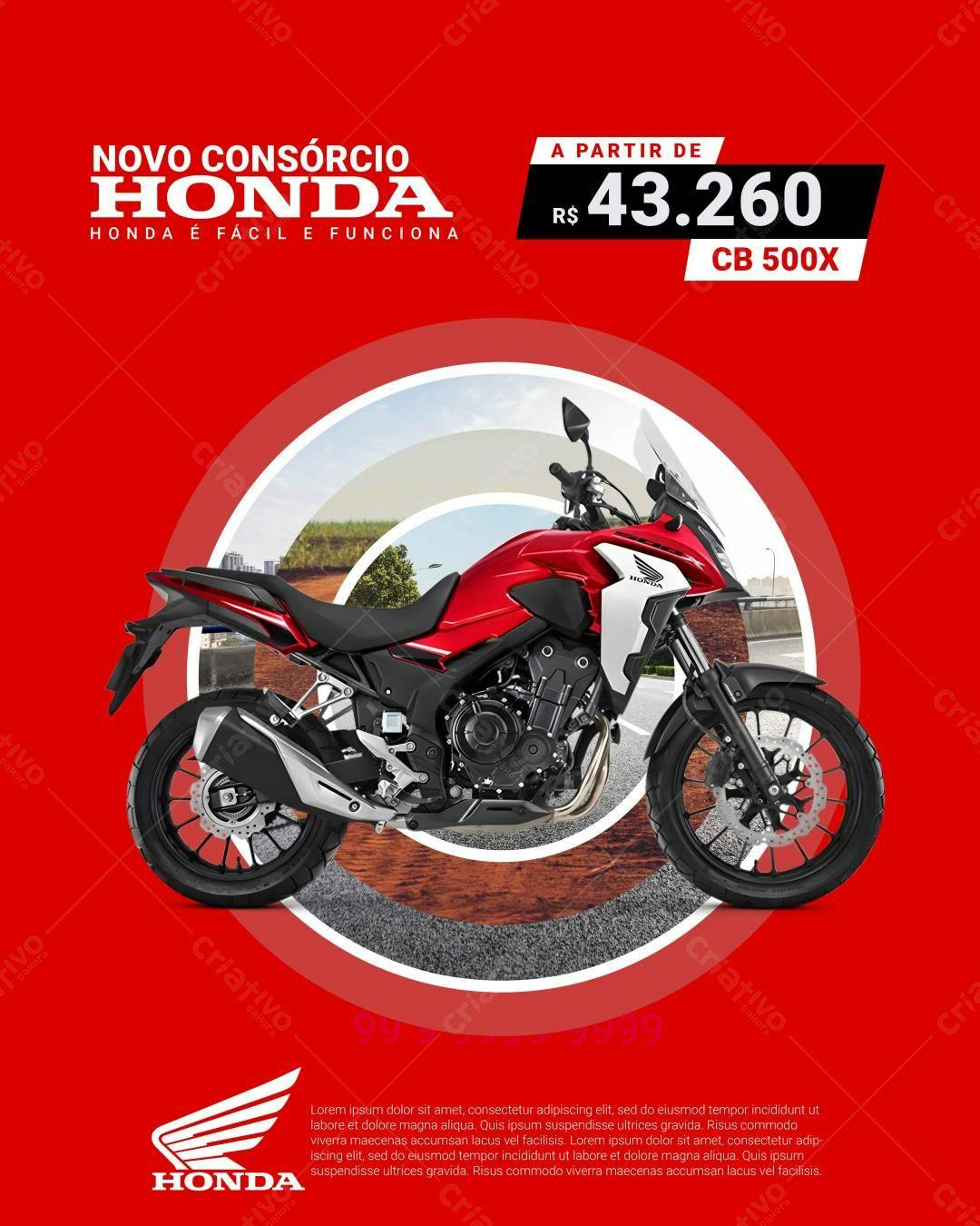 Flyer Consórcio Honda CB 500X PSD Editável