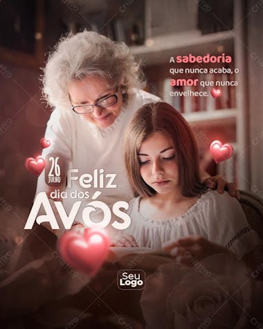 Social media feliz dia dos avós 26 de julho psd editável