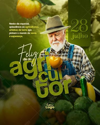 Social media feliz dia do agricultor 28 de julho psd