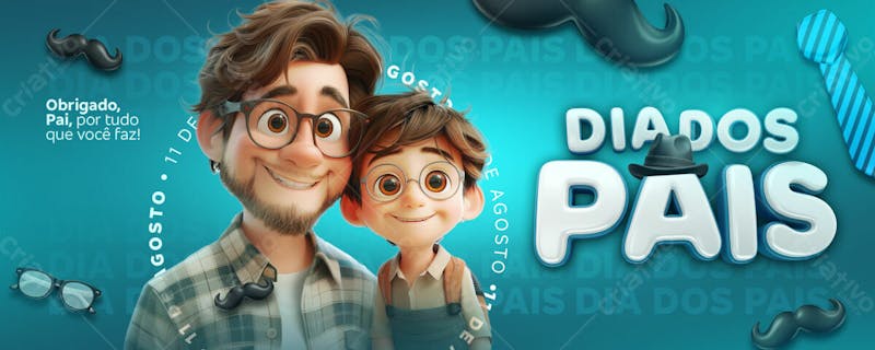 Feliz dia dos pais social media banner