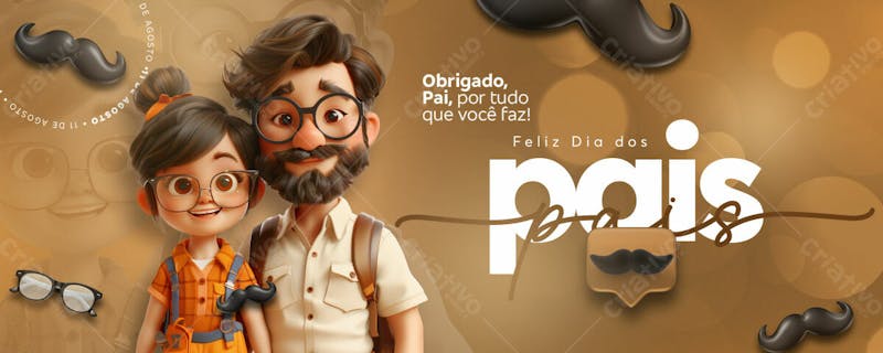 Feliz dia dos pais social media banner