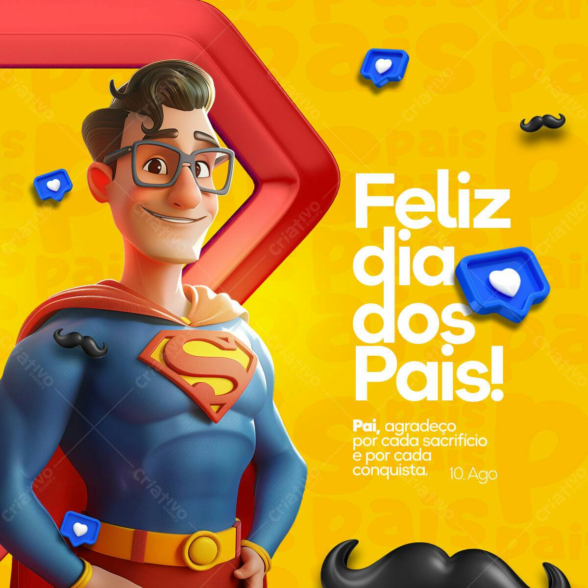 Postagem Dia dos Pais Super-Herói PSD Editável