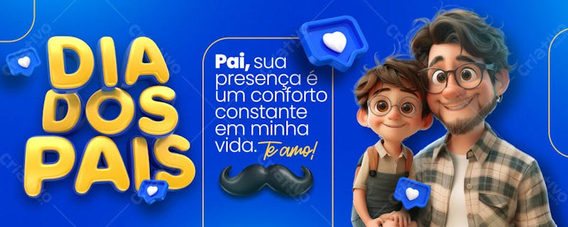 Feliz dia dos pais social media banner