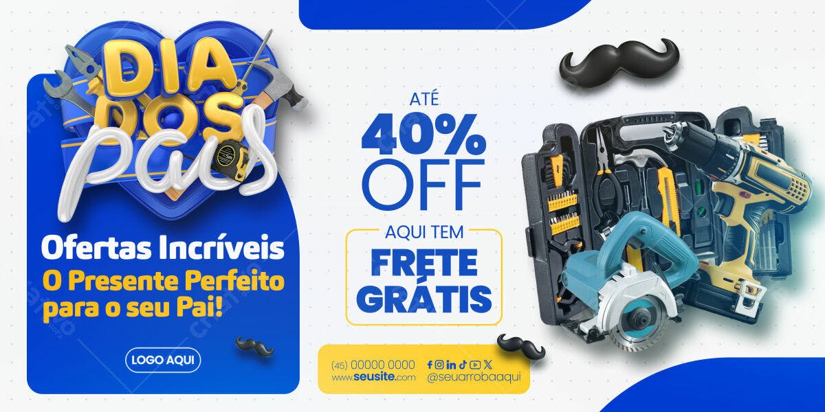 Banner Dia dos Pais com Ferramentas PSD Editável