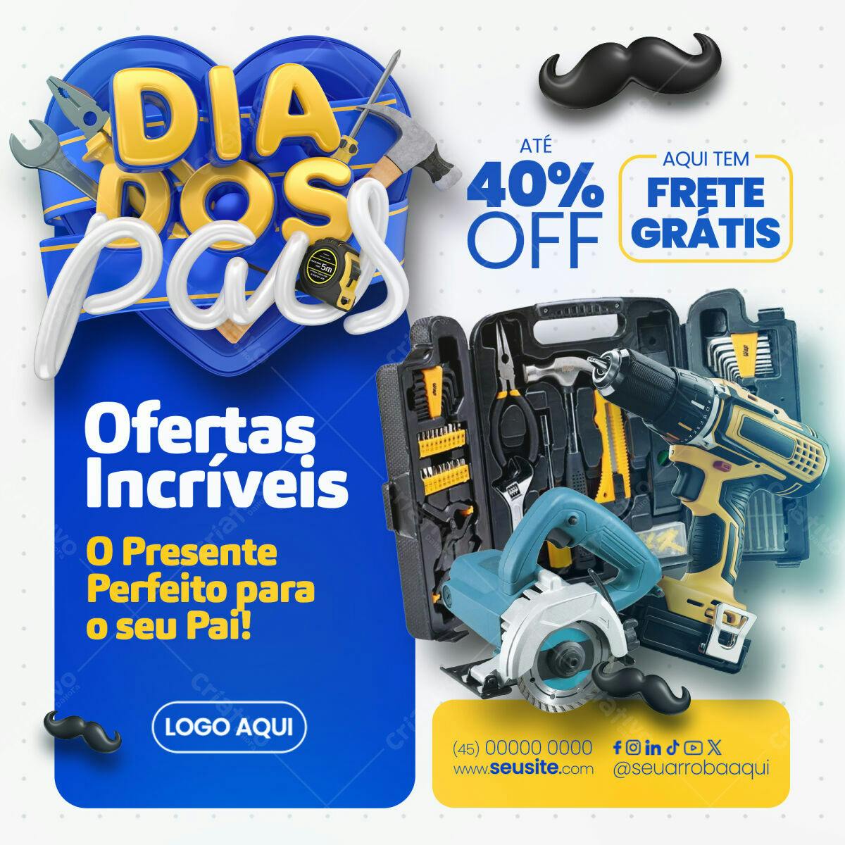 Flyer Dia dos Pais com Ferramentas PSD Editável