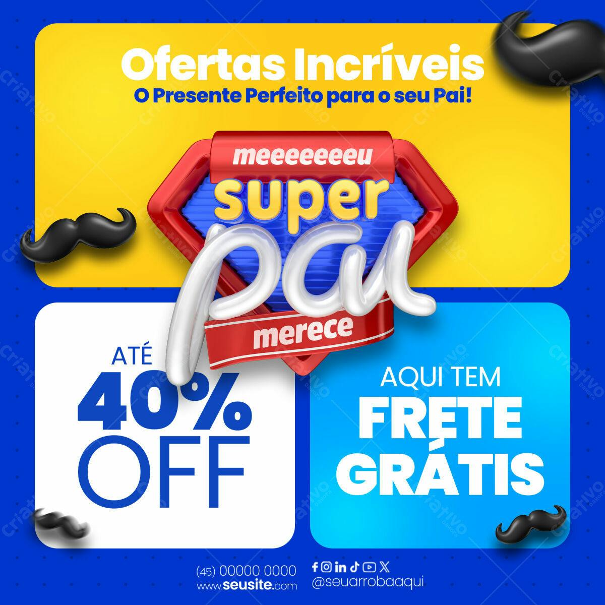 Flyer Dia dos Pais com 40% OFF PSD Editável