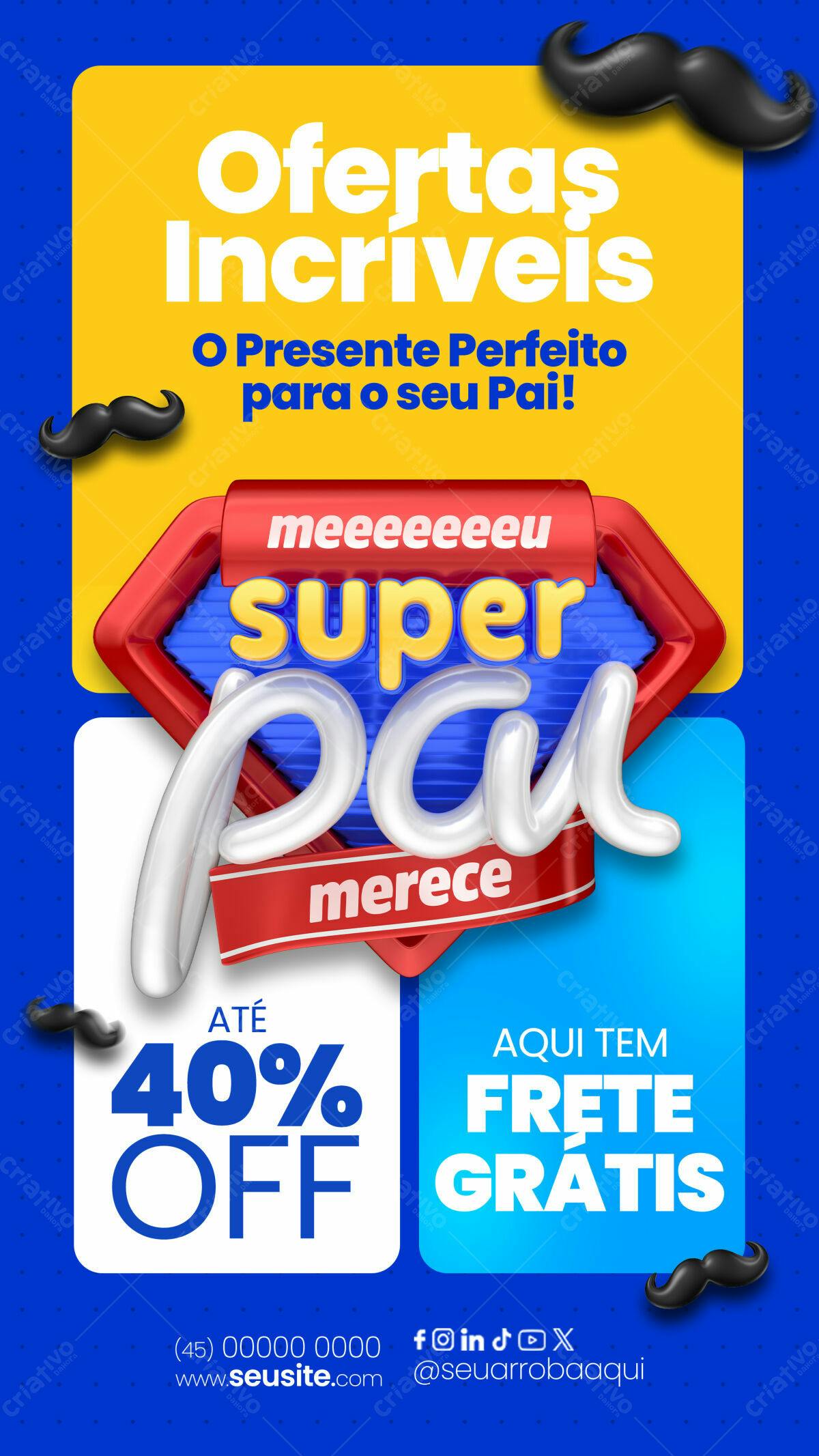 Flyer Dia dos Pais com Desconto PSD Editável