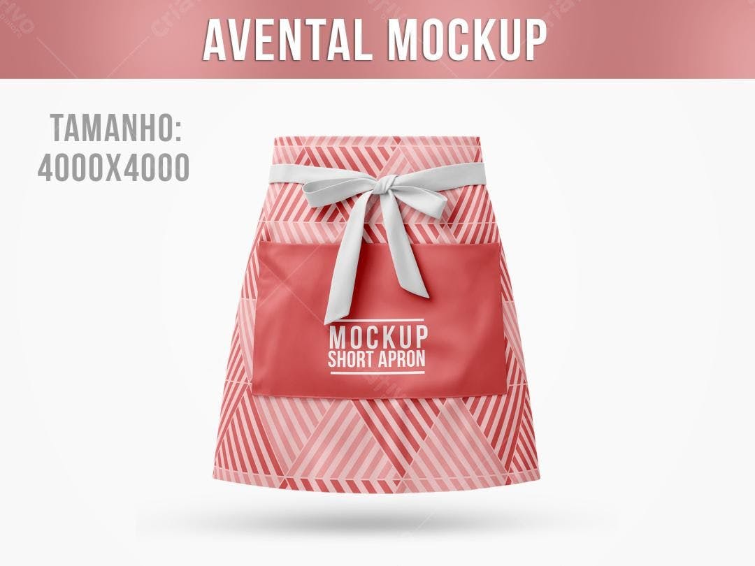 Mockup Avental Curto Rosa e Branco: Design Moderno