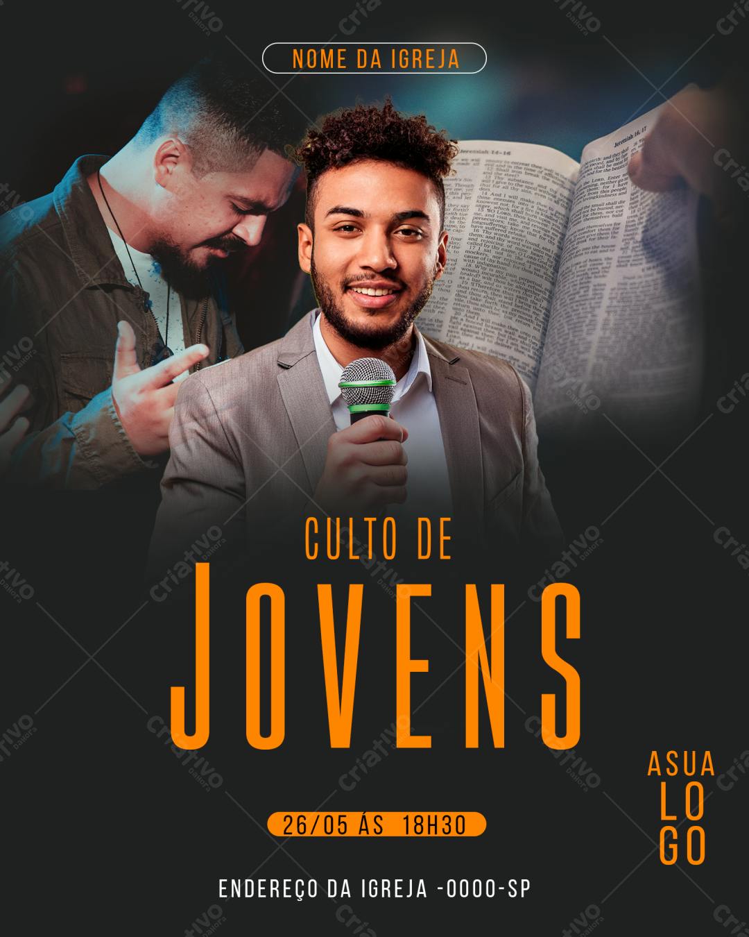 Flyer para Culto de Jovens PSD Editável