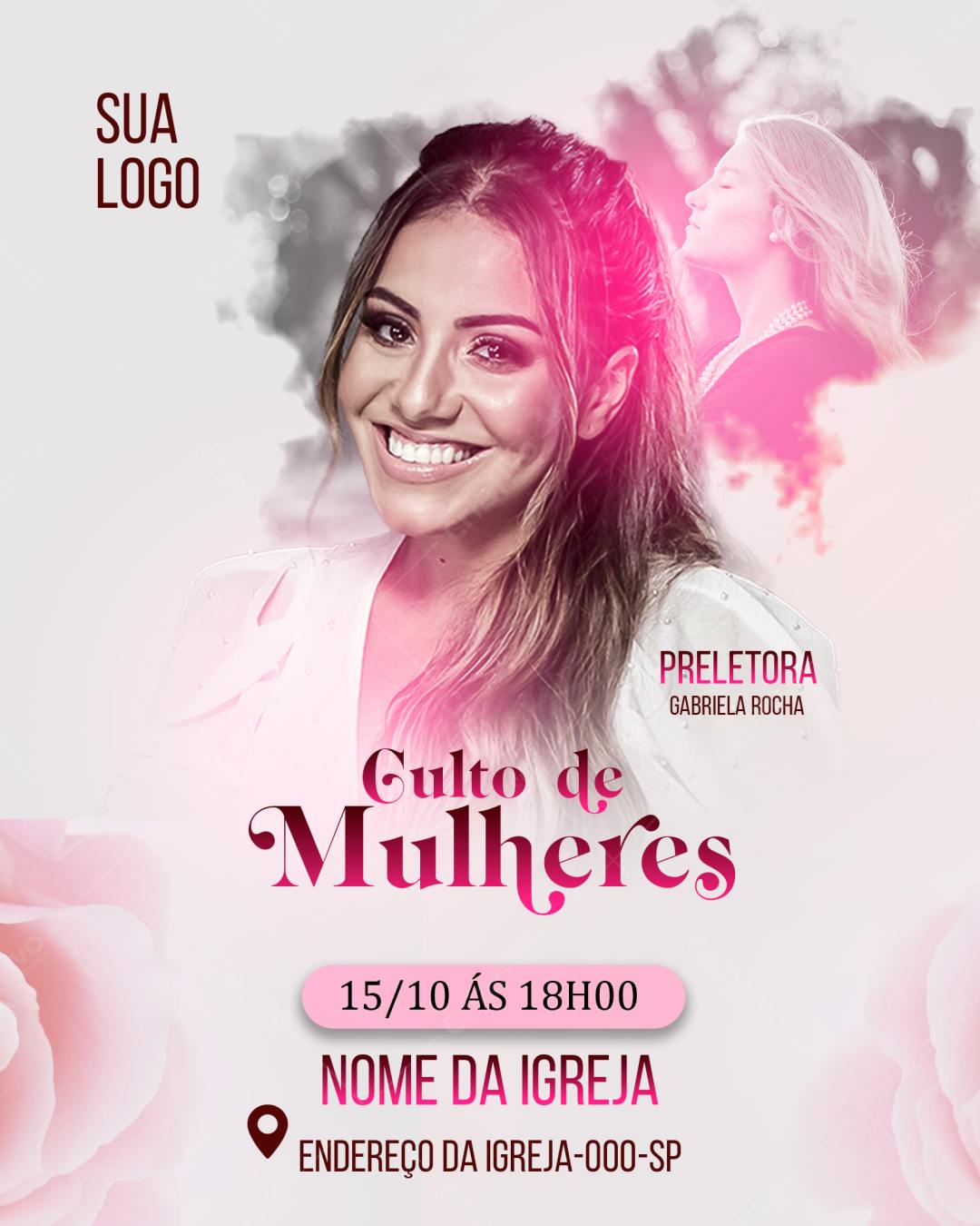 Flyer para Culto de Mulheres PSD Editável