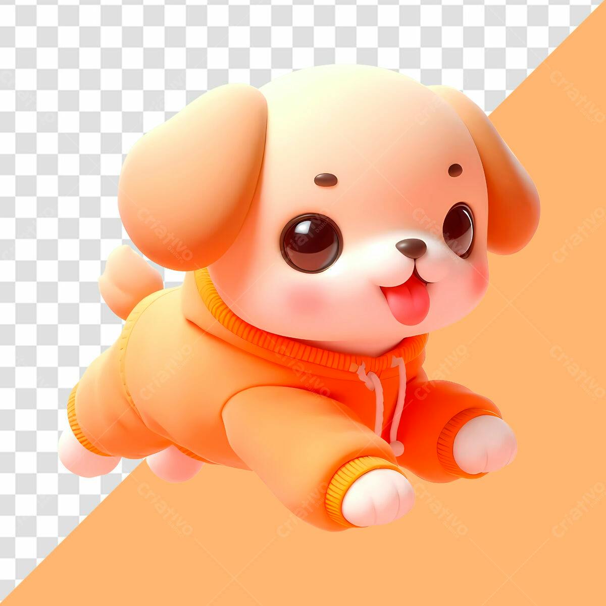 Ilustração de Cachorro 3D Lindo PSD Editável
