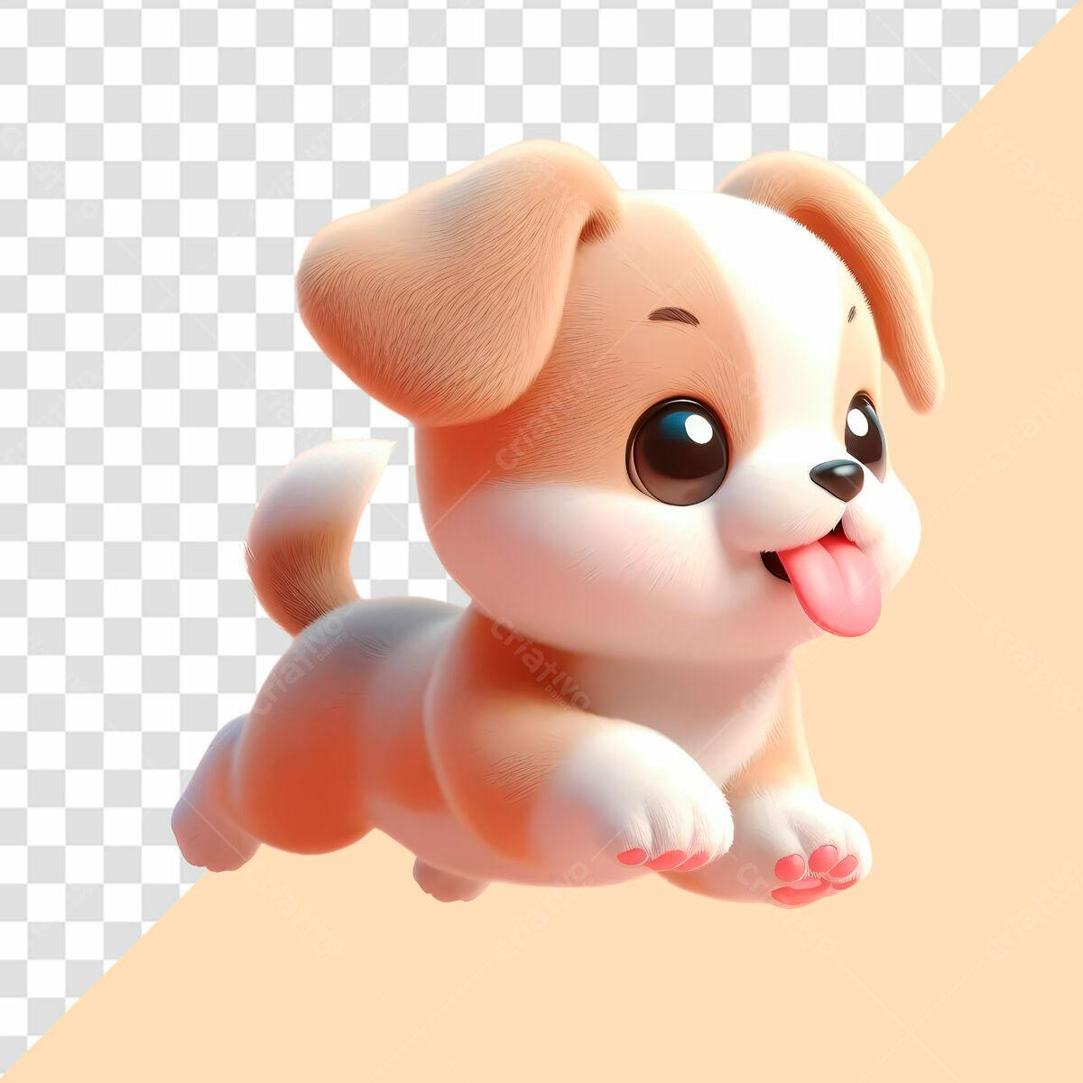 Imagem 3D Cachorro Fofo PSD Editável