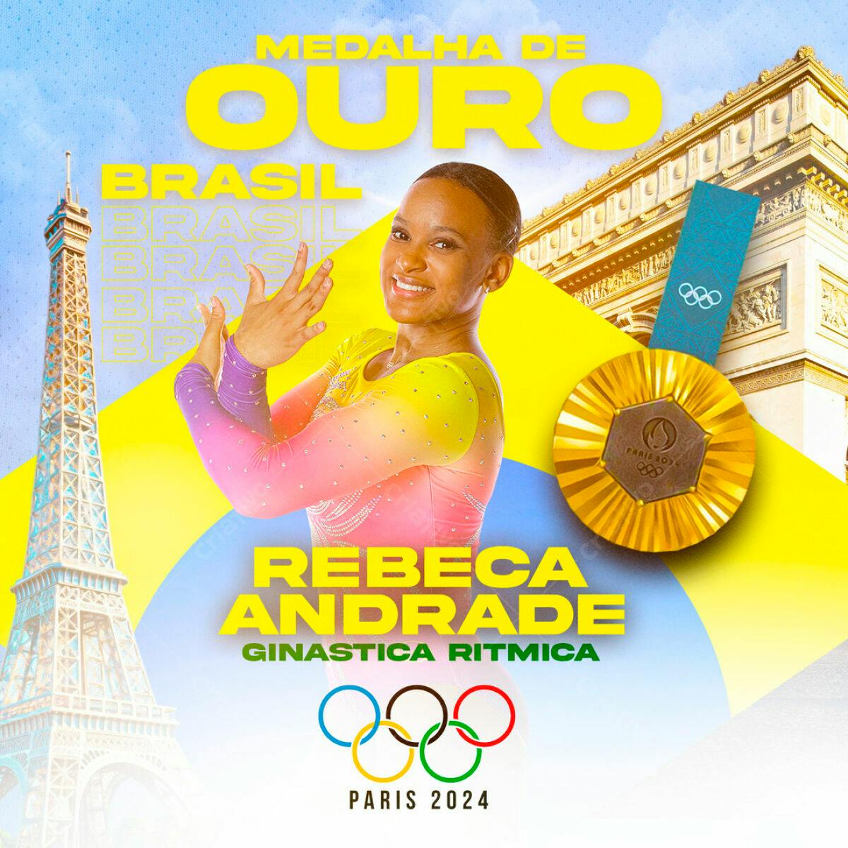Flyer de Ginástica Rítmica Paris 2024 PSD Editável