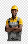 Image, technical safety engineer construction worker with transparent background