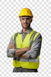 Image, technical safety engineer builder with transparent background