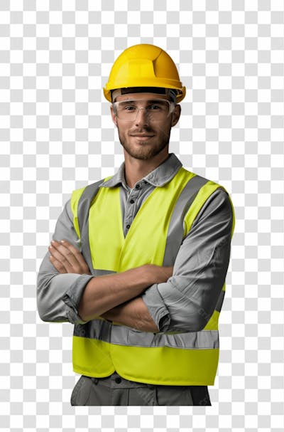 Imagem Engenheiro Técnico De Segurança Construtor Com Fundo Transparente