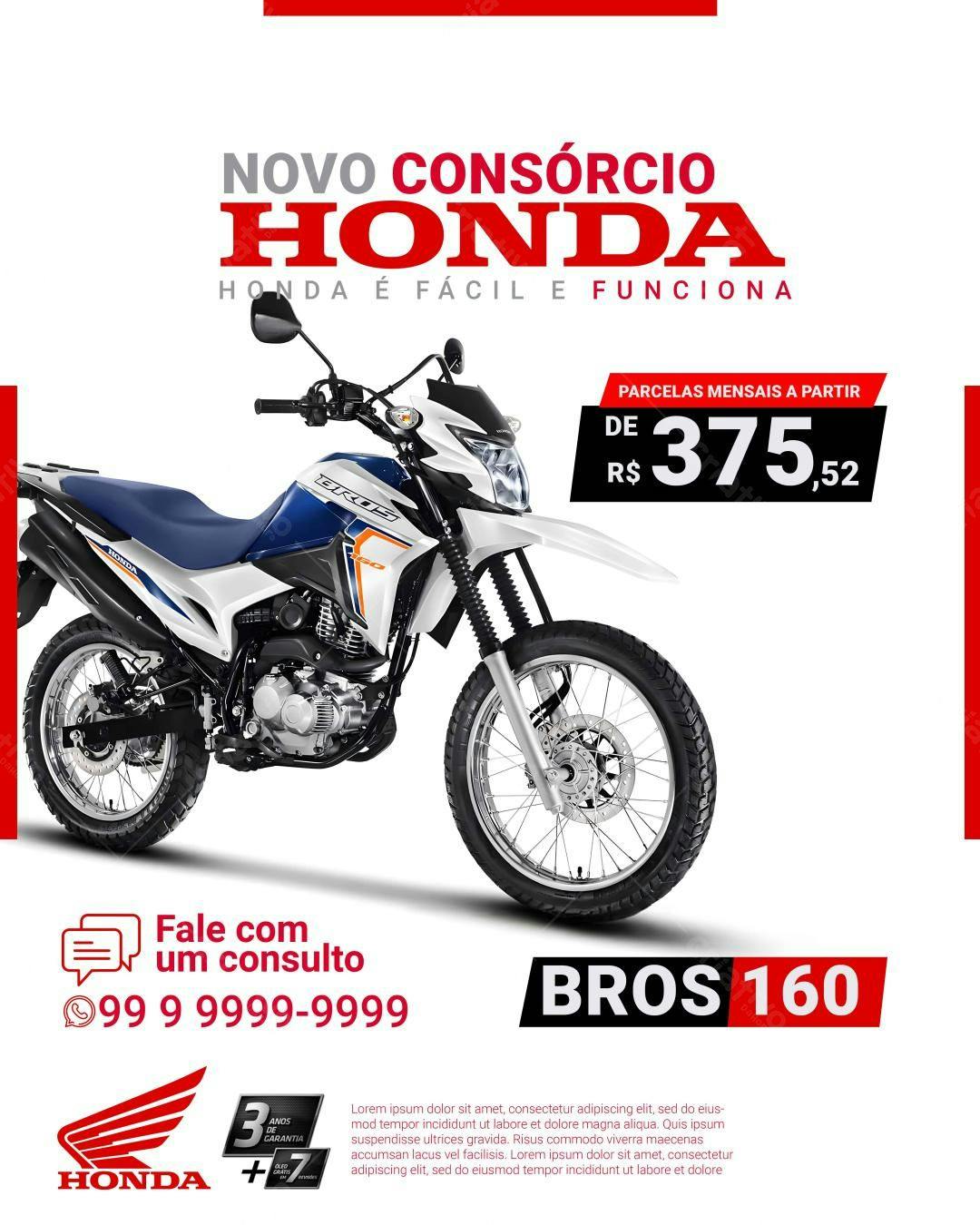 Flyer Consórcio Honda Bros 160 PSD Editável