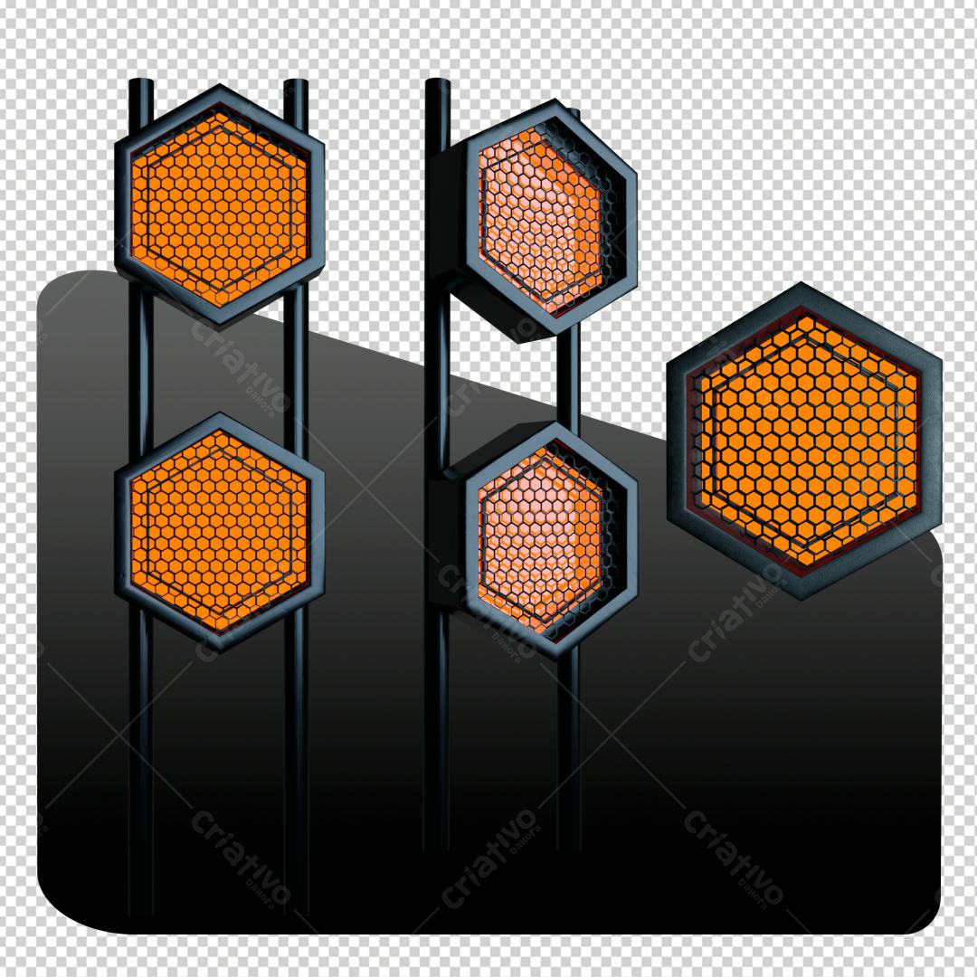 Icones Hexagonais Abstrato PNG com fundo transparente