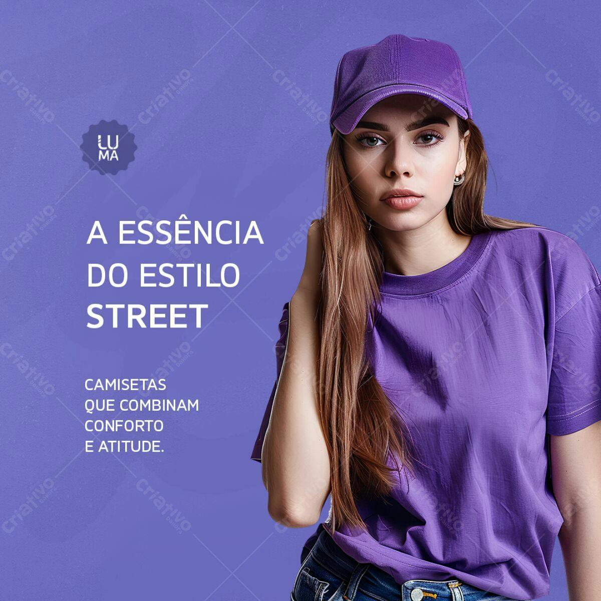 Camiseta Streetwear Roxa PSD Editável