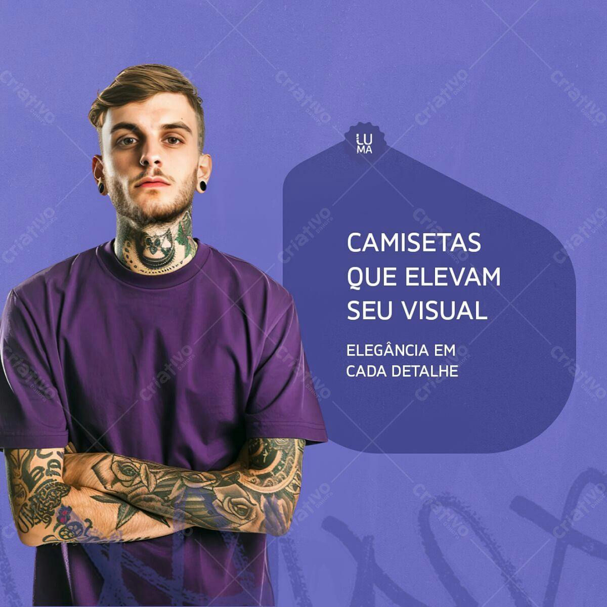 Mockup Camiseta Roxa PSD Editável