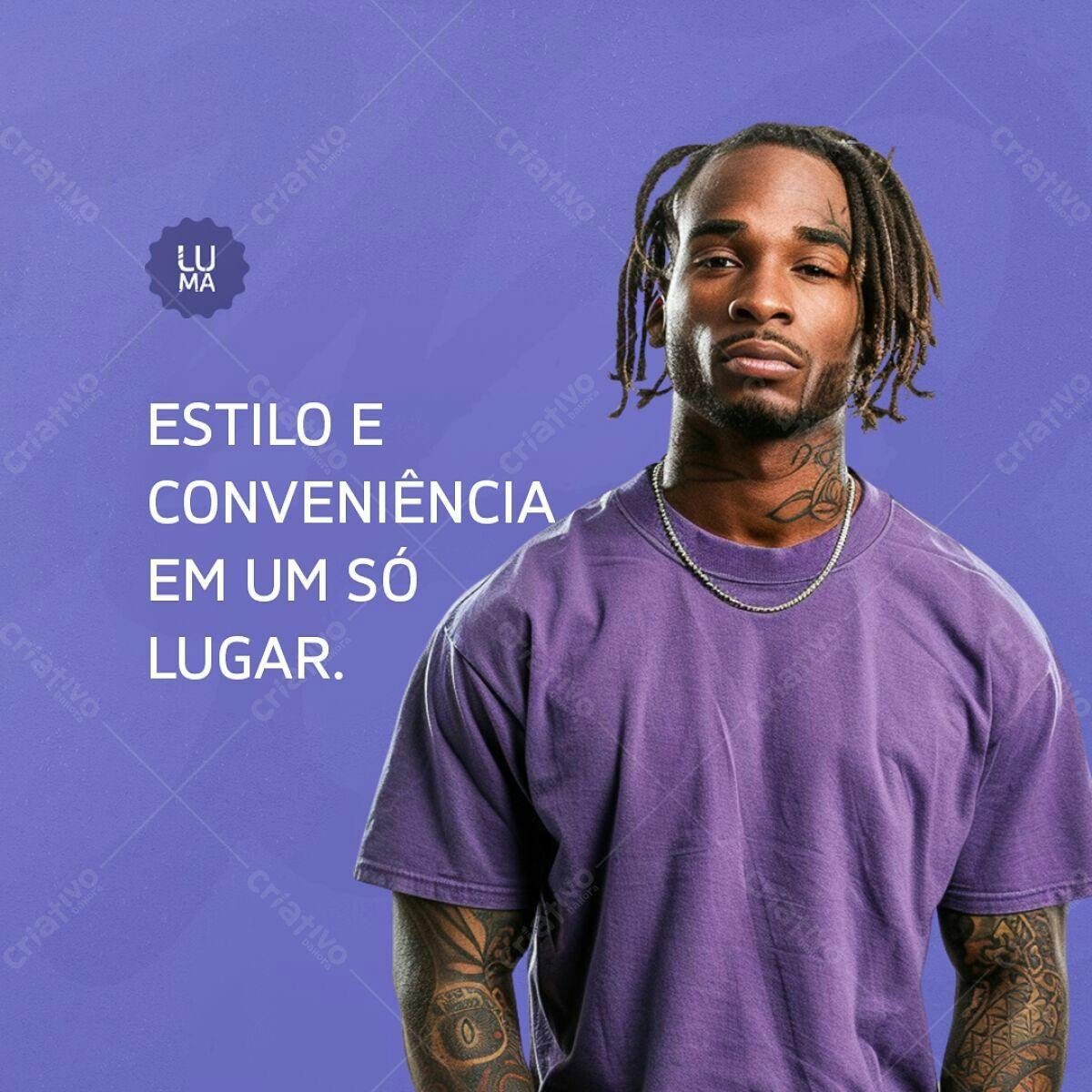 PSD para Camiseta Masculina com Modelo Afrodescendente PSD Editável