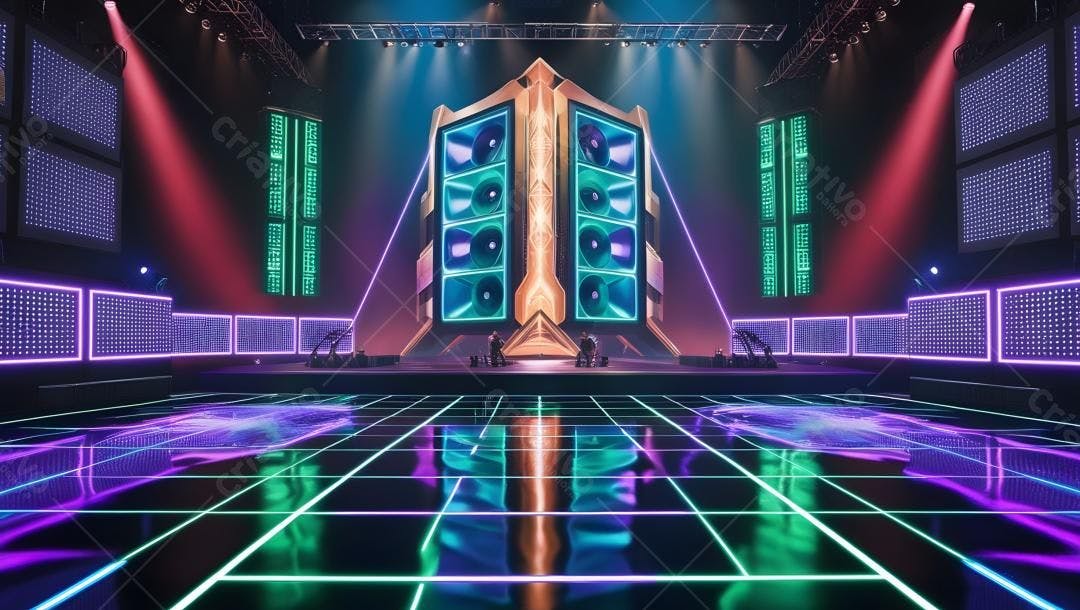 Palco Neon com Sistema de Som Gigante