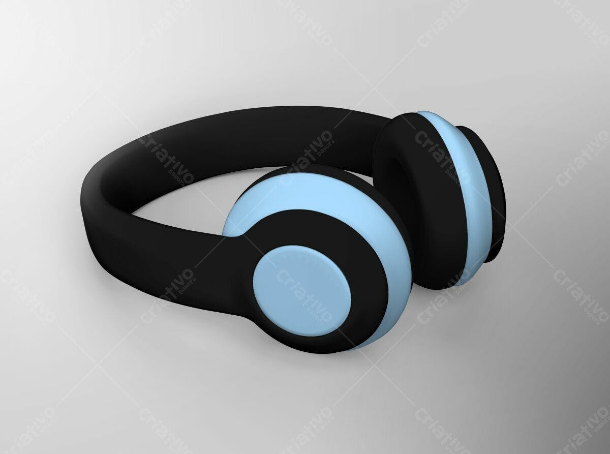 Mockup de Fones de Ouvido Preto e Azul Claro PSD Editável