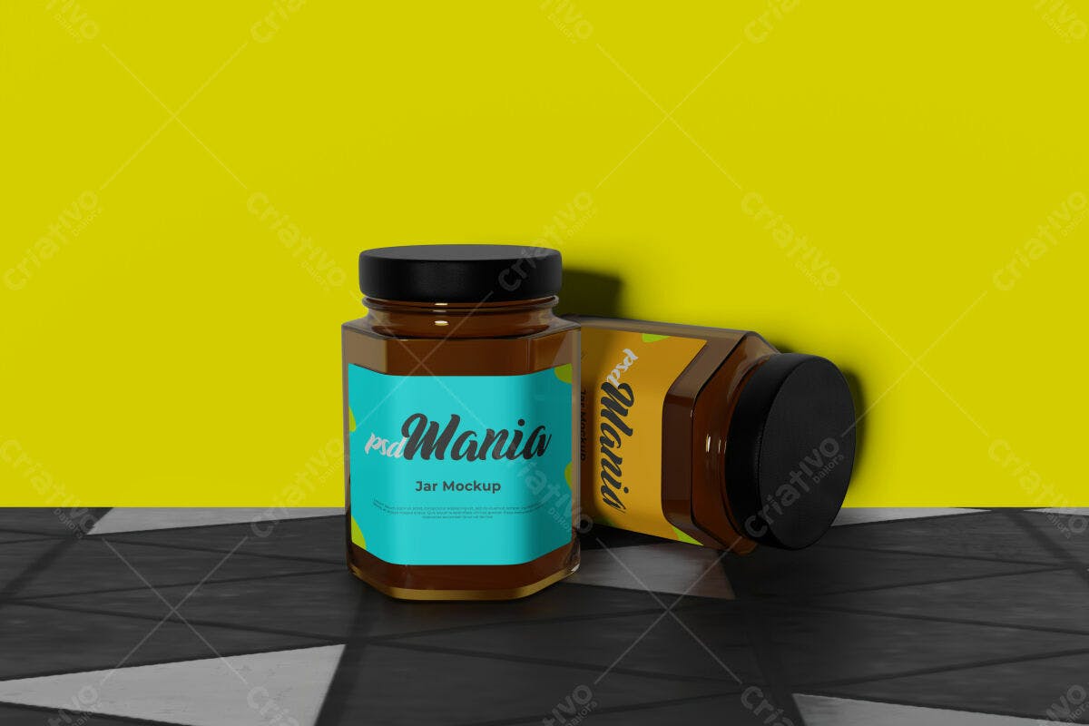 Mockup de Pote de Vidro para Doces PSD Editável