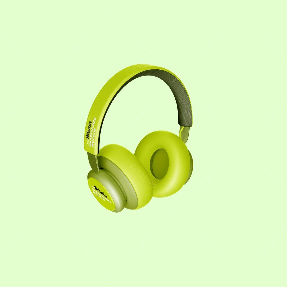 Mockup de Fones de Ouvido Amarelo Limão PSD Editável