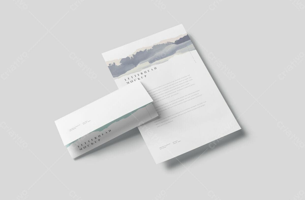 Papelaria Profissional com Paisagem em tons Azuis PSD Editável