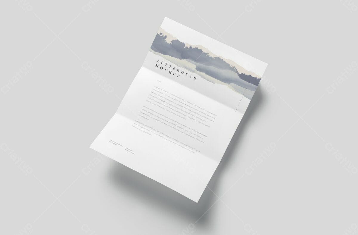Papel Timbrado Minimalista com Paisagem PSD Editável