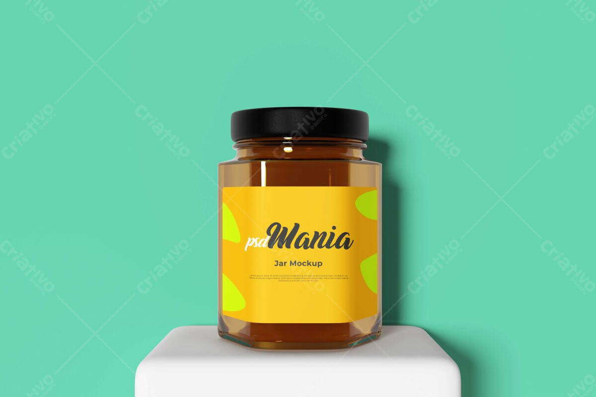 Mockup de Pote de Vidro para Mel PSD Editável